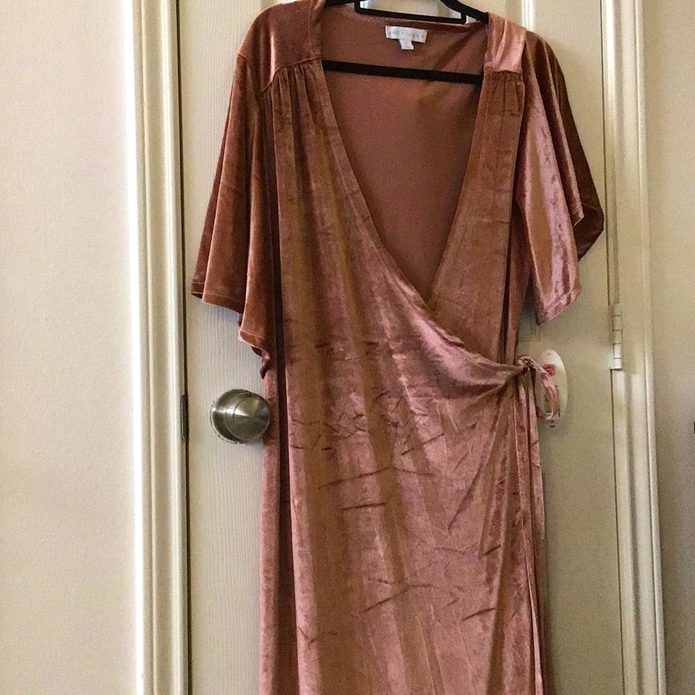 BNWT Metallic Rose Gold Wrap Tie Dress